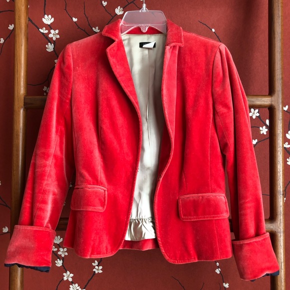 J. Crew Jackets & Blazers - Tangerine Orange Velvet Blazer- J Crew